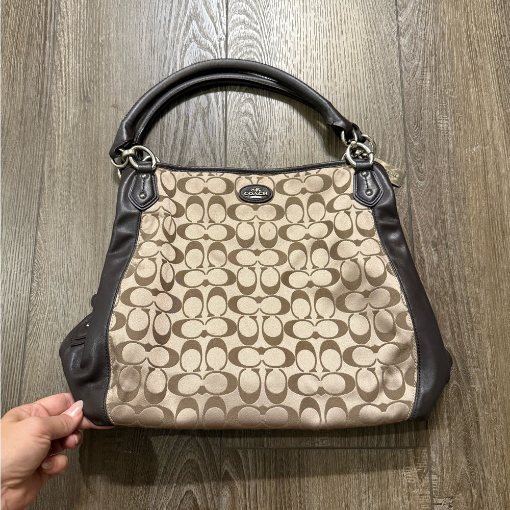 COACH NY COLETTE F33434 SIGNATURE C KHAKI MAHOGANY BROWN